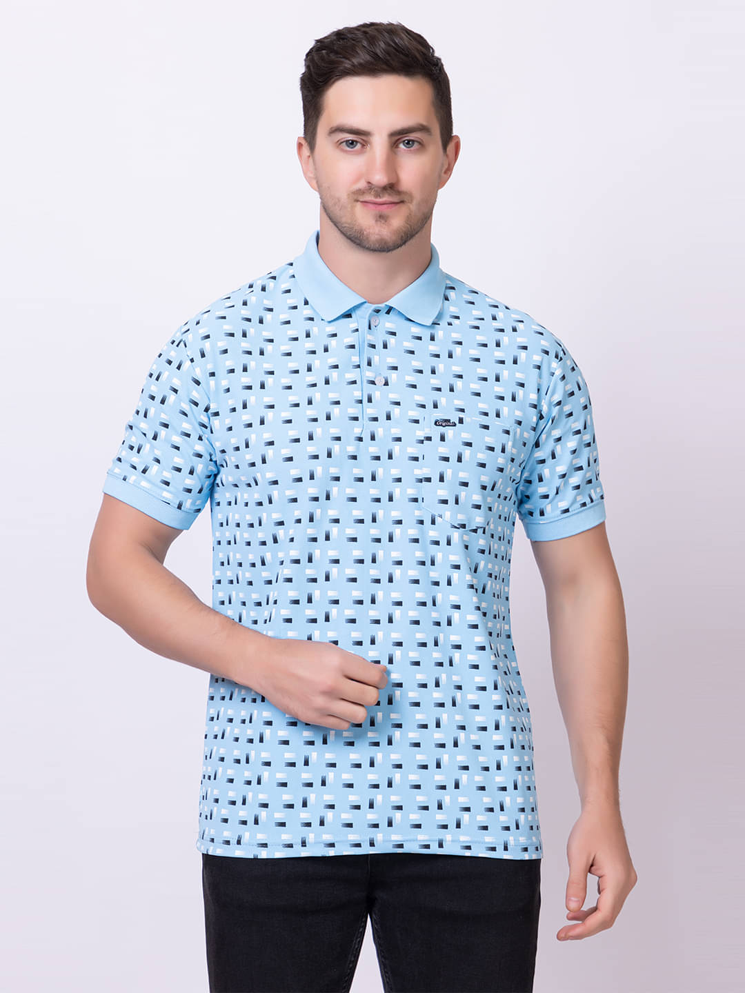     			TRULY FAST Pack of 1 Cotton Blend Regular Fit Printed Half Sleeves Men's Polo T Shirt ( Blue )
