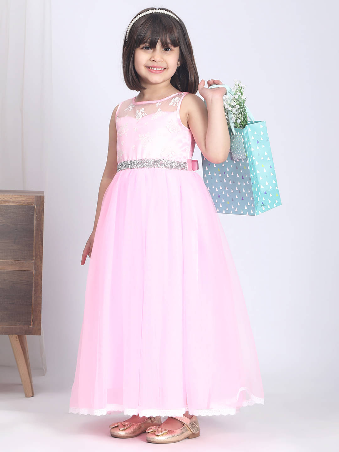     			Toy Balloon Kids Net Fit And Flare Dress For Girls ( Pack of 1 , Deep Pink )