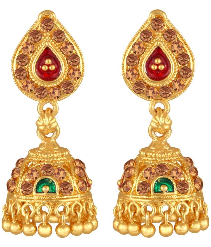 VIVASTRI Golden Jhumki Earrings ( Pack of 1 ) - Earrings | Buy online on ZillyBuy