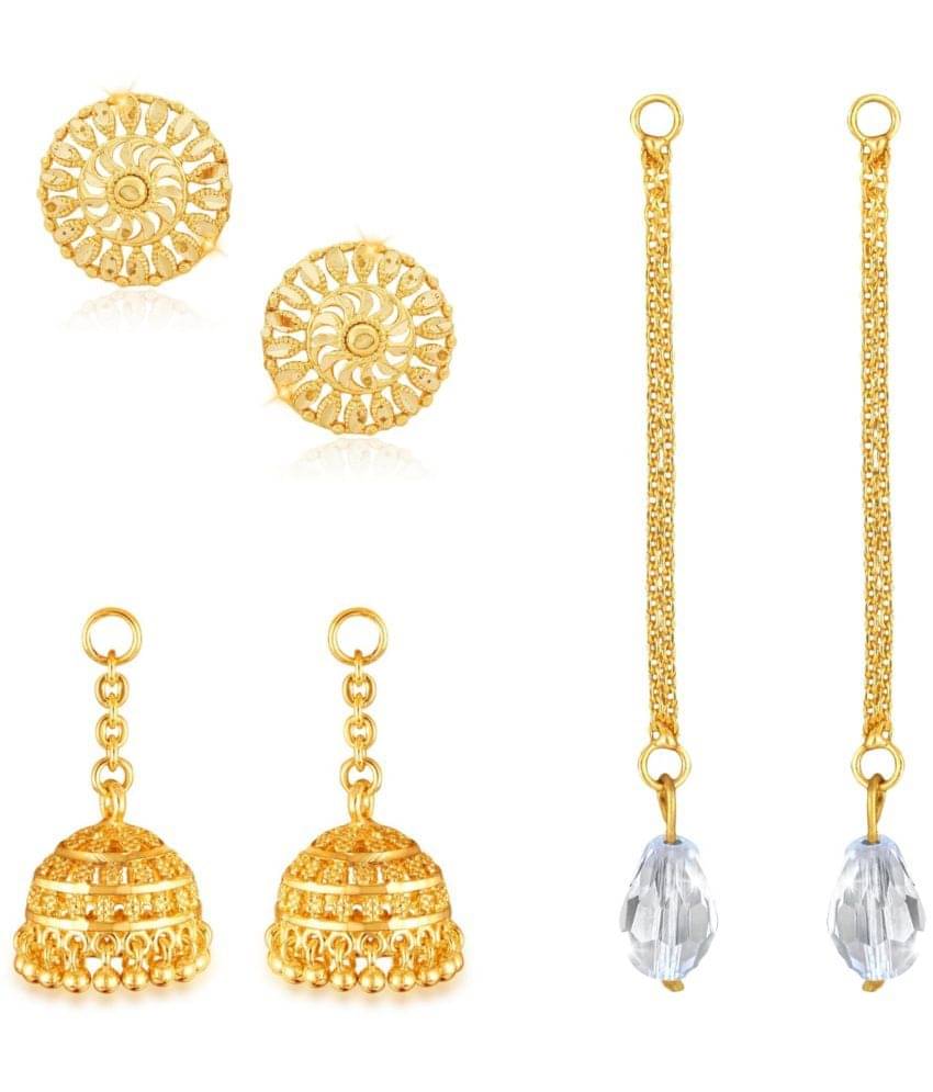     			VIVASTRI Golden Stud Earrings ( Pack of 3 )
