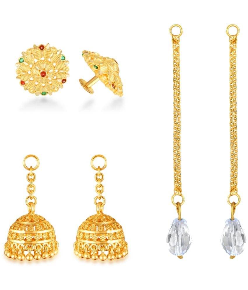     			VIVASTRI Golden Stud Earrings ( Pack of 3 )