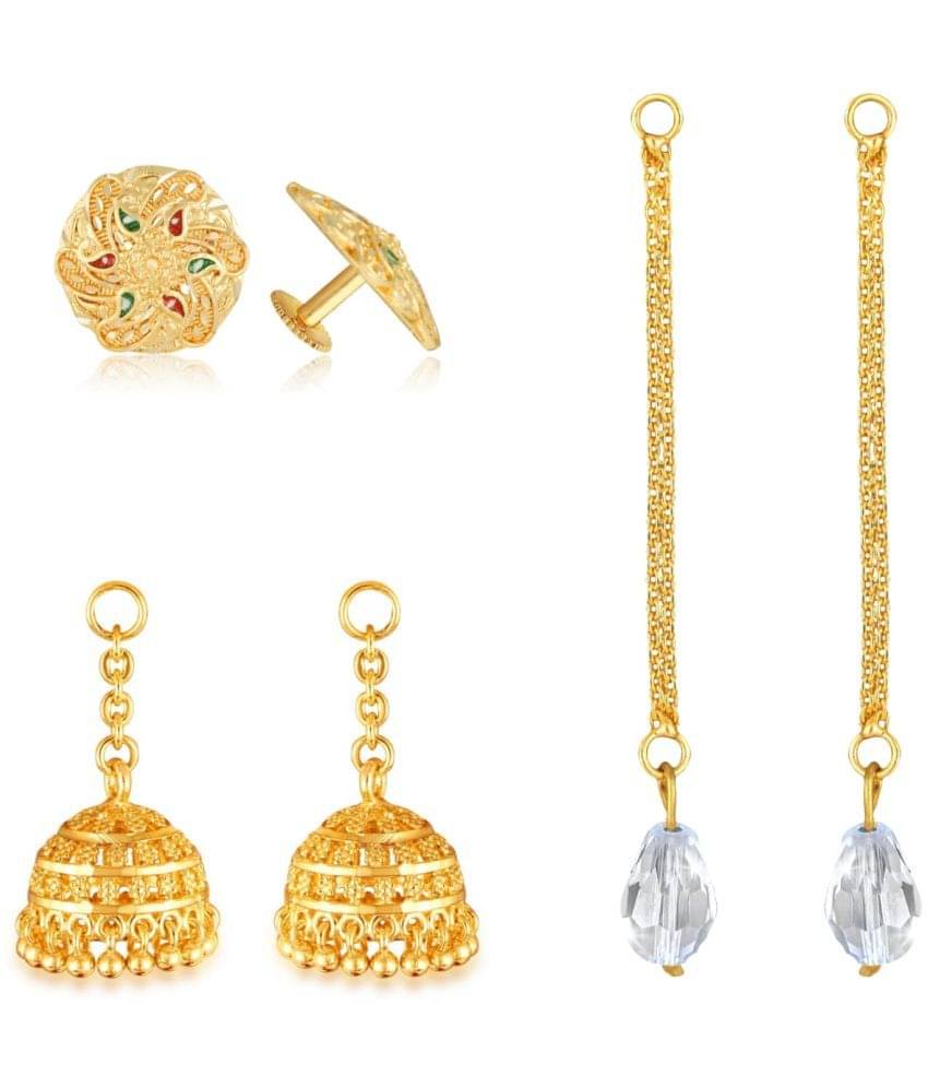     			VIVASTRI Golden Stud Earrings ( Pack of 3 )