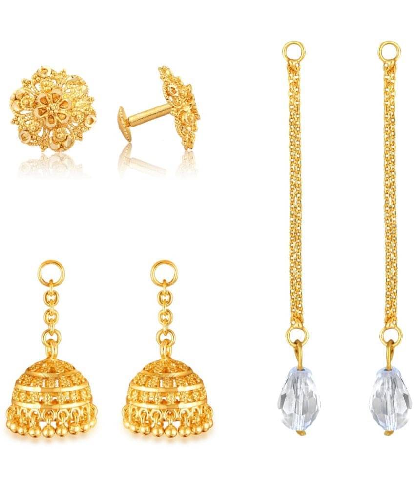     			VIVASTRI Golden Stud Earrings ( Pack of 3 )