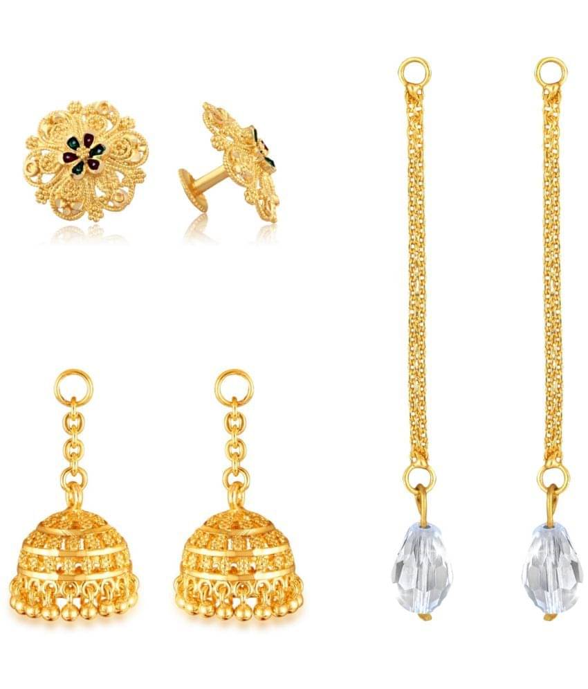     			VIVASTRI Golden Stud Earrings ( Pack of 3 )