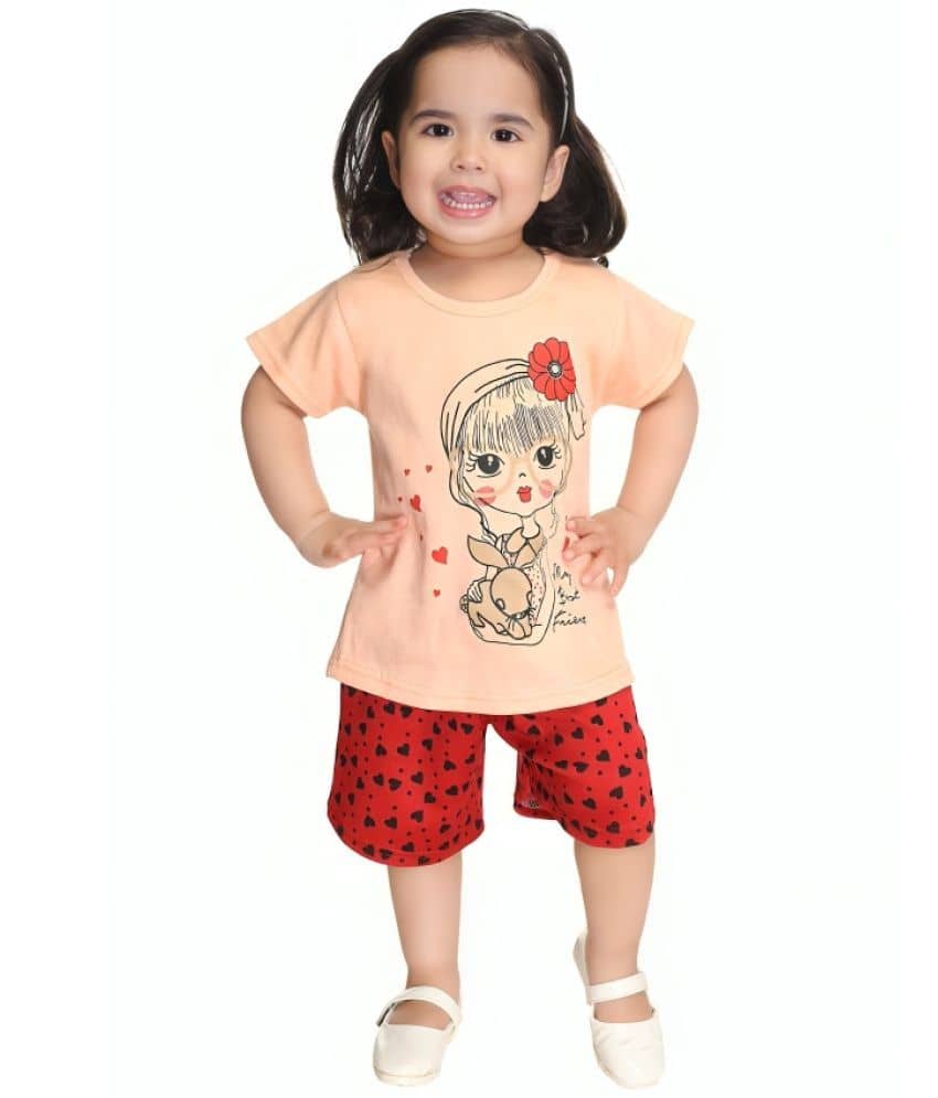 s muktar garments Pack of 1 Girls Cotton Top With Shorts ( Multicolor )