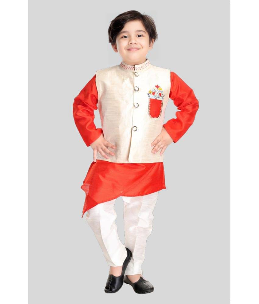     			s muktar garments Boys Silk Off White Kurta Pant Set ( Pack of 1 )
