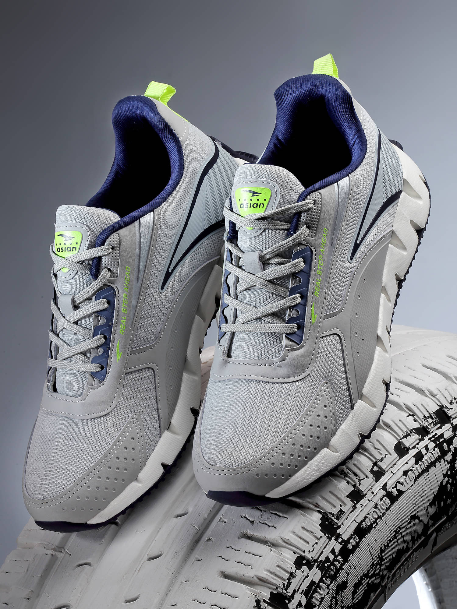     			ASIAN ZIGZAG-02 Light Grey Men's Sports Running Shoes
