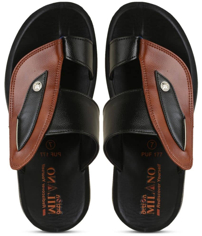 Action Black Men's Thong Flip Flop