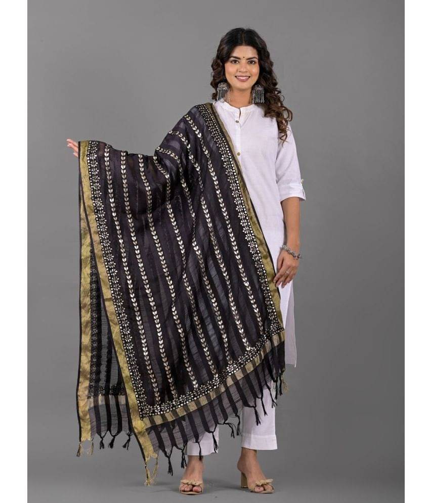 Apratim Black Cotton Women's Dupatta - ( Pack of 1 )     			Apratim Black Cotton Women's Dupatta - ( Pack of 1 )