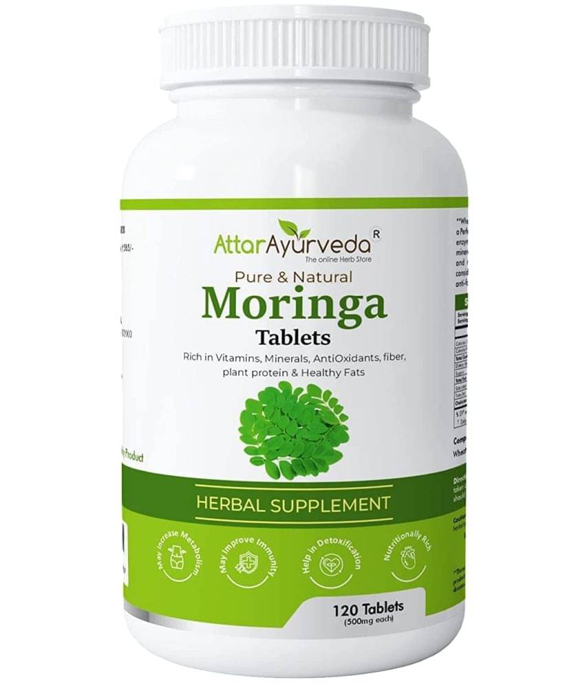 Attar Ayurveda Moringa Tablets 120 Tablets, 500 mg each | Pure and Natural, Highly Nutritious Attar Ayurveda Moringa Tablets 120 Tablets, 500 mg each | Pure and Natural, Highly Nutritious