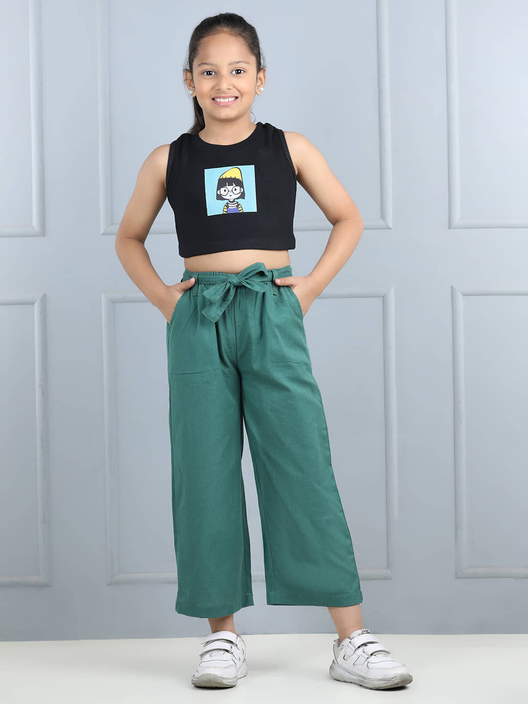 Aww Hunnie Pack of 1 Girls Cotton Top ( Black )