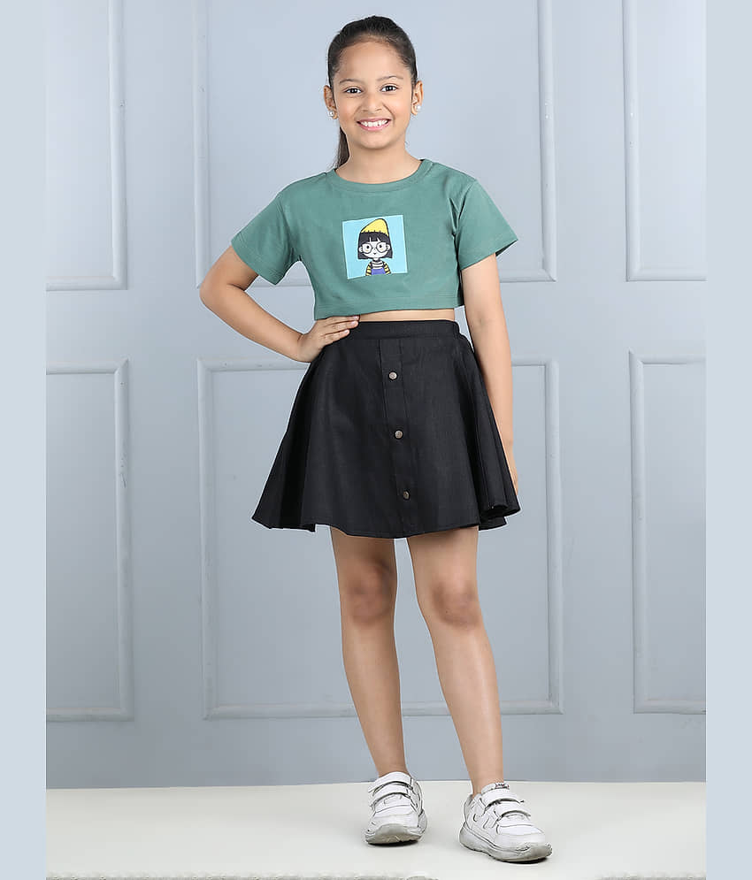 Aww Hunnie Pack of 1 Girls Cotton A-Line Skirt ( Green ) - Shorts | Buy online on ZillyBuy