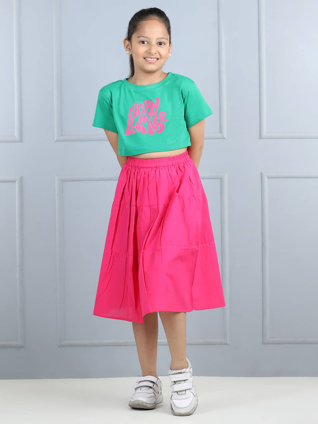     			Aww Hunnie Pack of 1 Girls Cotton A-Line Skirt ( Green )