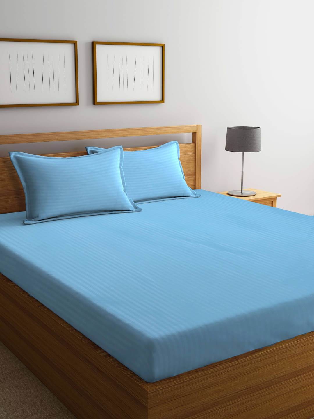     			FABINALIV Poly Cotton 1 Double King Bedsheet with 2 Pillow Covers ( Sky Blue )