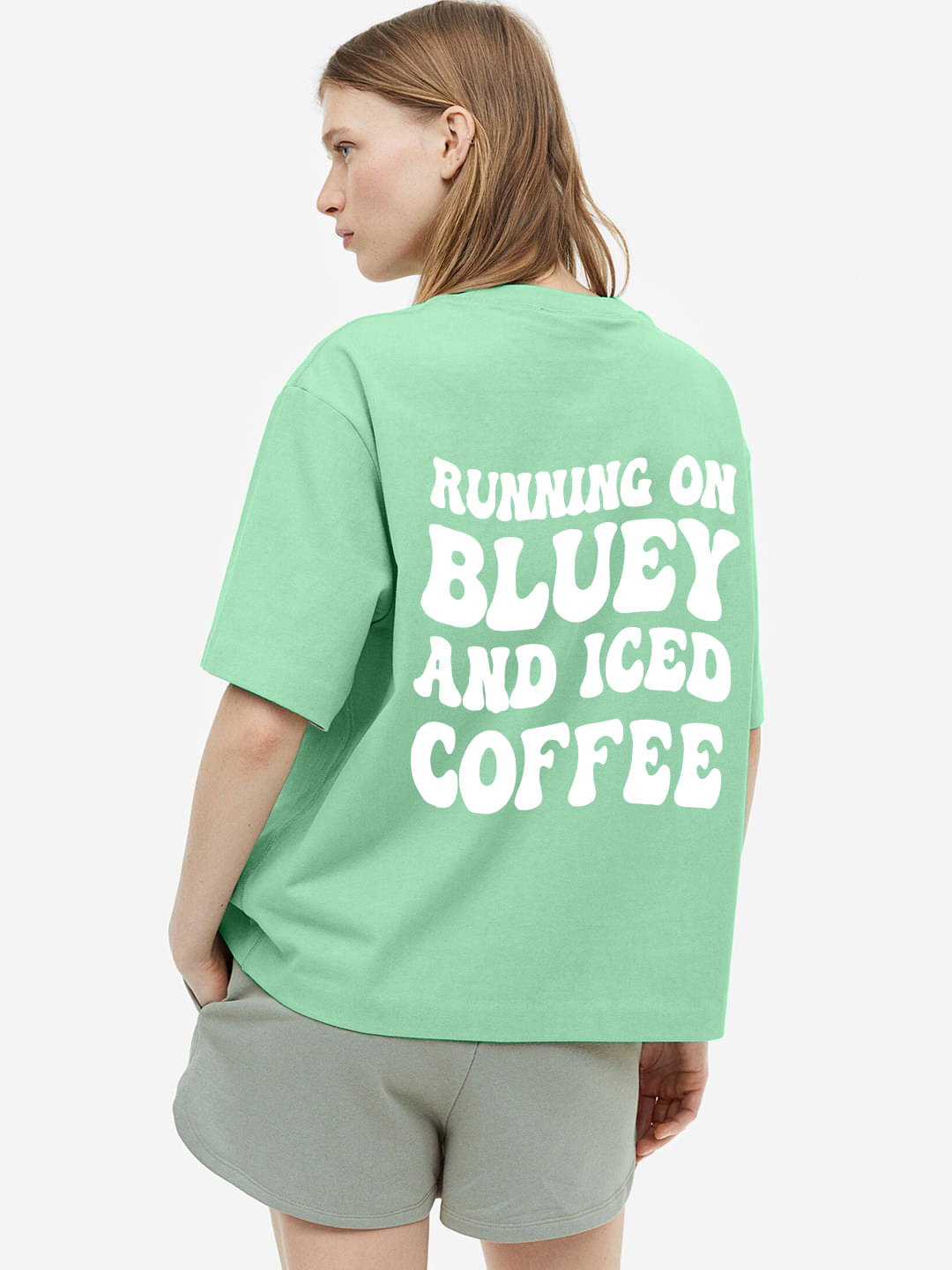     			Faltu.co Women Cotton Printed Oversized Fit Round Neck T-Shirt ( Sea Green )