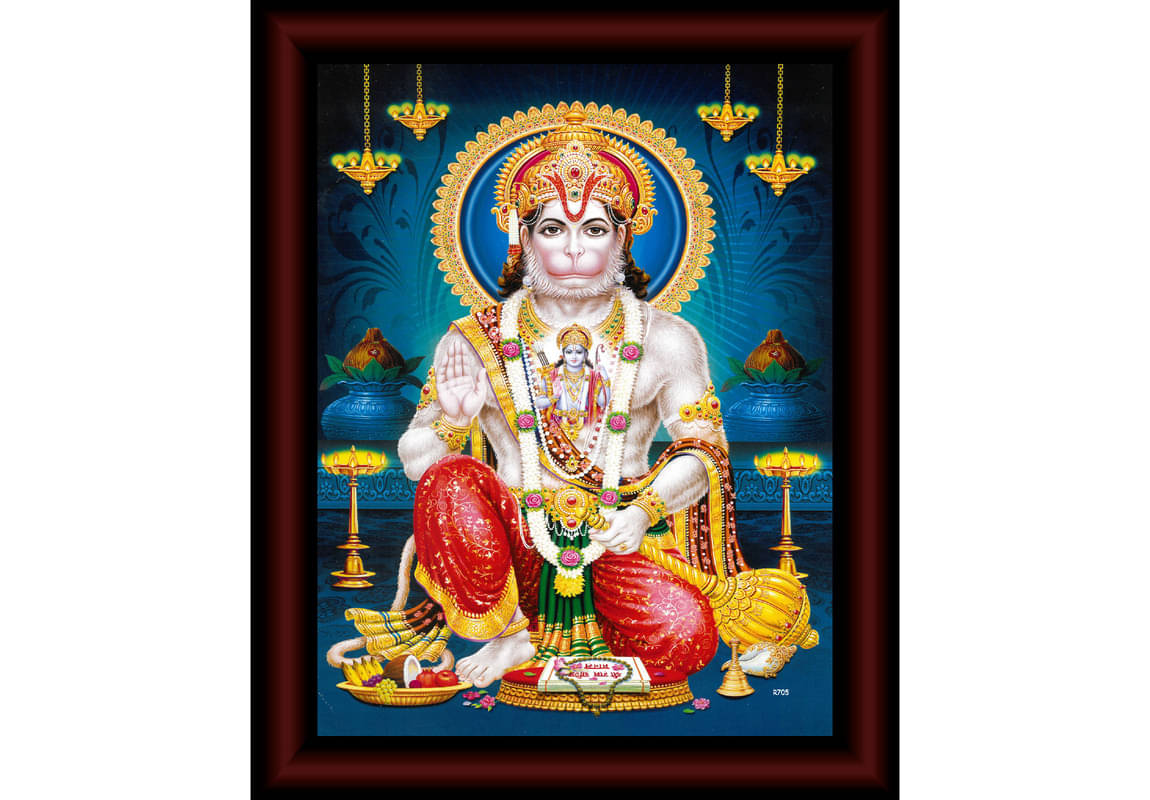 Saf Hanumanji Religious Painting With Frame Saf Hanumanji Religious Painting With Frame