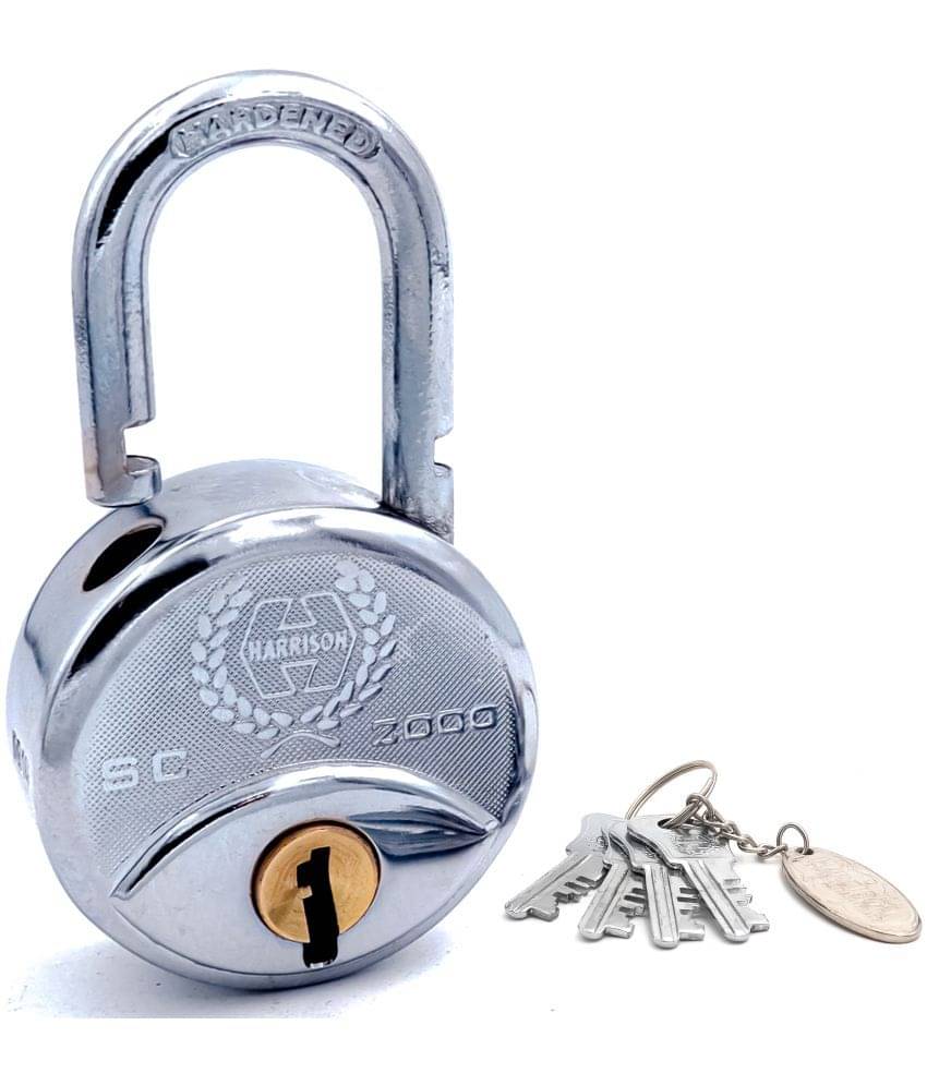 Harrison Padlocks / Round Padlock 50mm 8 Lever With 4 Keys SC-2000-0552 Pack of 2/ Mild Steel Material/ Bright Chrome Plated Finish/door lock, shutter lock, godown lock, gate lock Harrison Padlocks / Round Padlock 50mm 8 Lever With 4 Keys SC-2000-0552 Pack of 2/ Mild Steel Material/ Bright Chrome Plated Finish/door lock, shutter lock, godown lock, gate lock