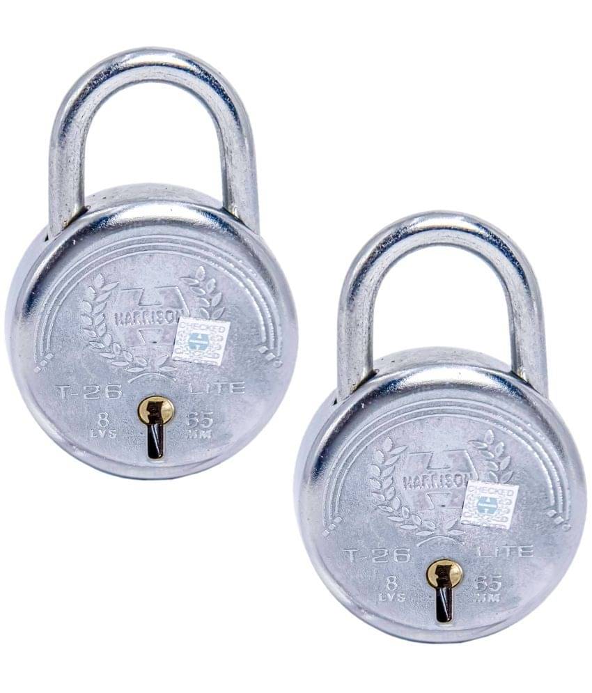 Harrison Padlocks / Round Padlock 65mm 7 Lever With 3 Keys T-26LITE-0534 Pack of 2/ Mild Steel Material/ Bright Chrome Polished Finish/door lock, shutter lock, godown lock, gate lock Harrison Padlocks / Round Padlock 65mm 7 Lever With 3 Keys T-26LITE-0534 Pack of 2/ Mild Steel Material/ Bright Chrome Polished Finish/door lock, shutter lock, godown lock, gate lock