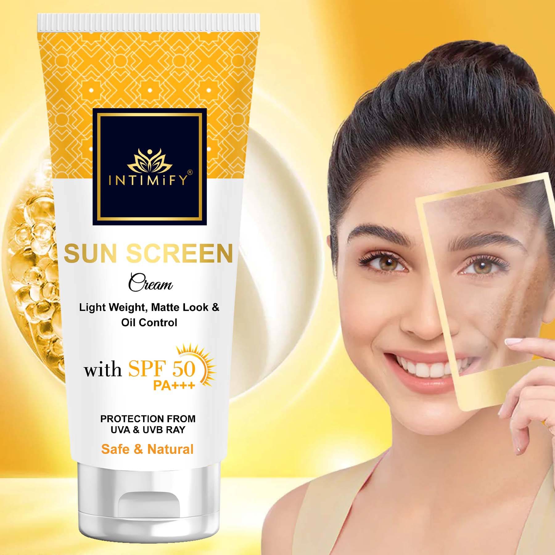Intimify Sunscreen Cream Spf 50, Complete Sun Protection Spf 50 Pa+++, Tan Removal, 50 Gms Intimify Sunscreen Cream Spf 50, Complete Sun Protection Spf 50 Pa+++, Tan Removal, 50 Gms