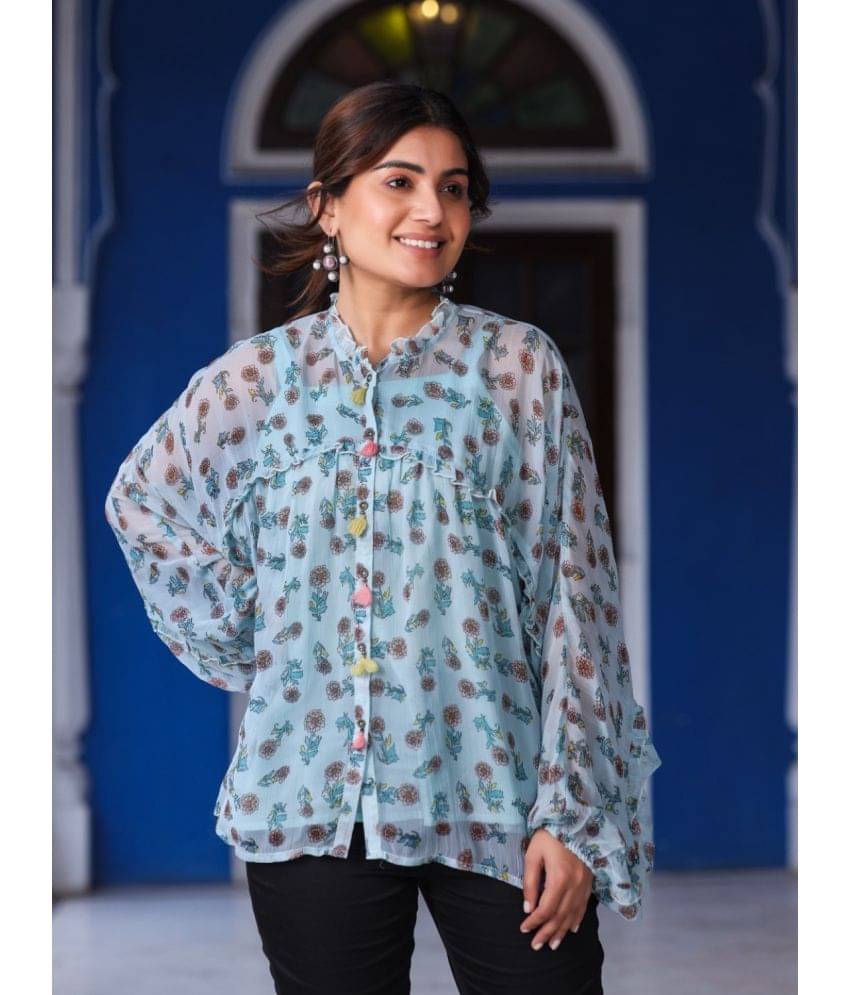 Juniper Women's Chiffon Regular Top ( Blue ) Juniper Women's Chiffon Regular Top ( Blue )