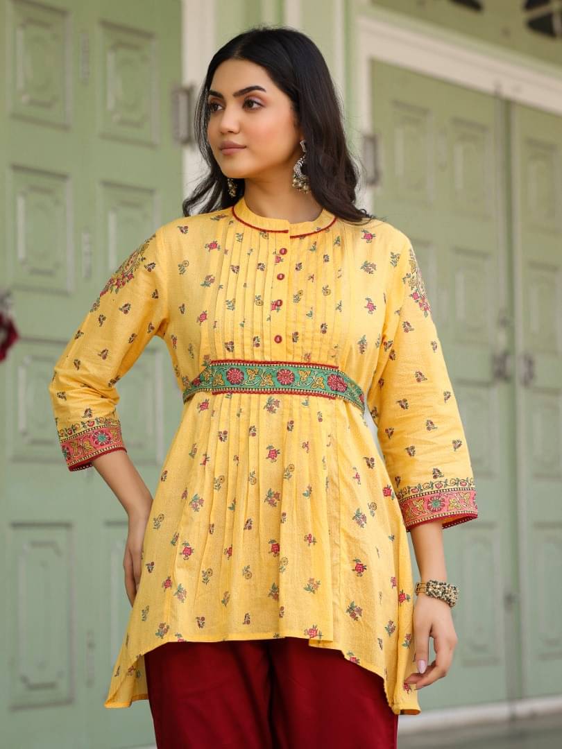     			Juniper Women's Cotton Peplum Top ( Mustard )