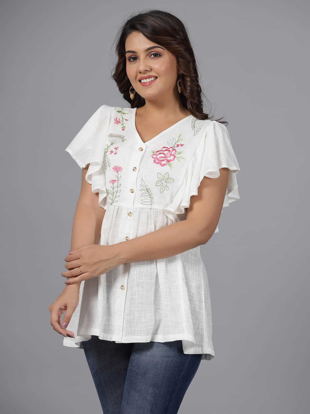     			Juniper Women's Cotton Blend Regular Top ( White )