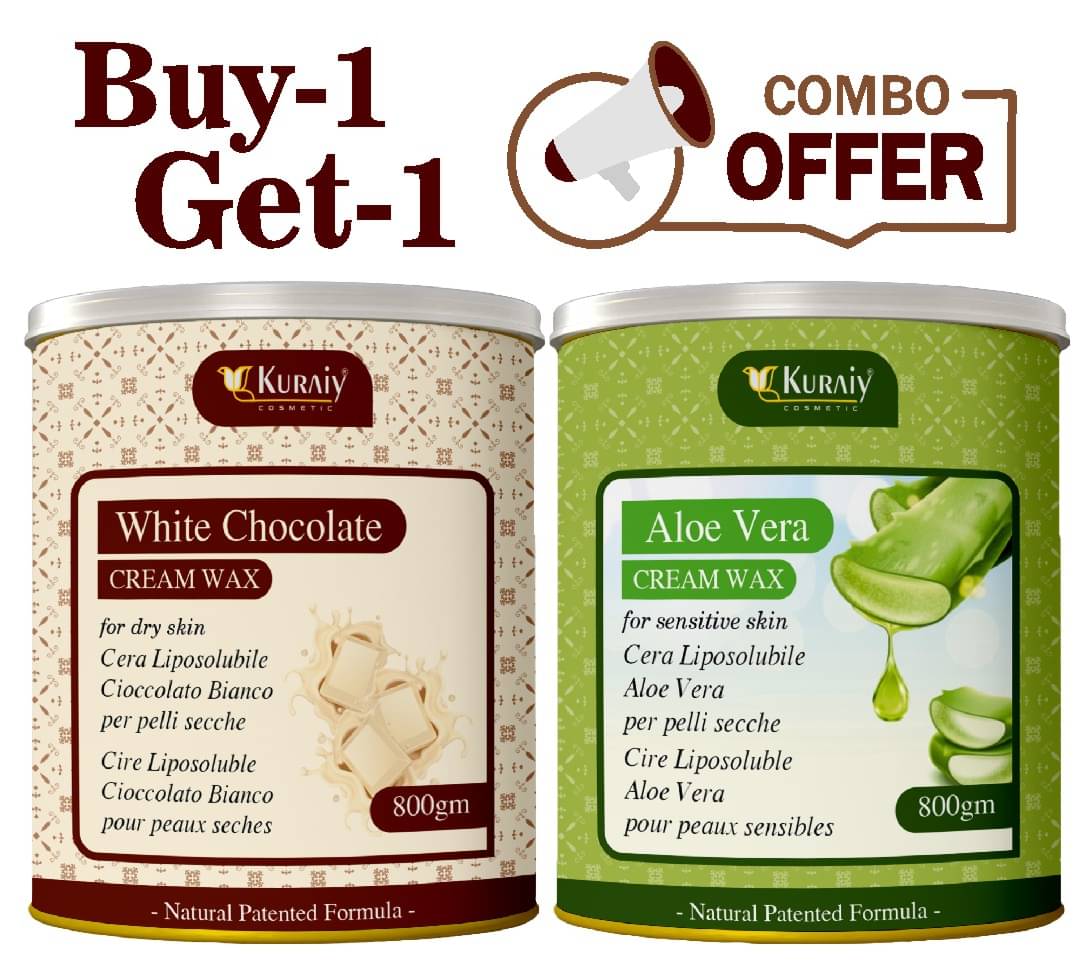 KURAIY White Chocolate And Aloevera Wax for Smooth Hair Removal - 800gm extracts (Pack of 2) KURAIY White Chocolate And Aloevera Wax for Smooth Hair Removal - 800gm extracts (Pack of 2)