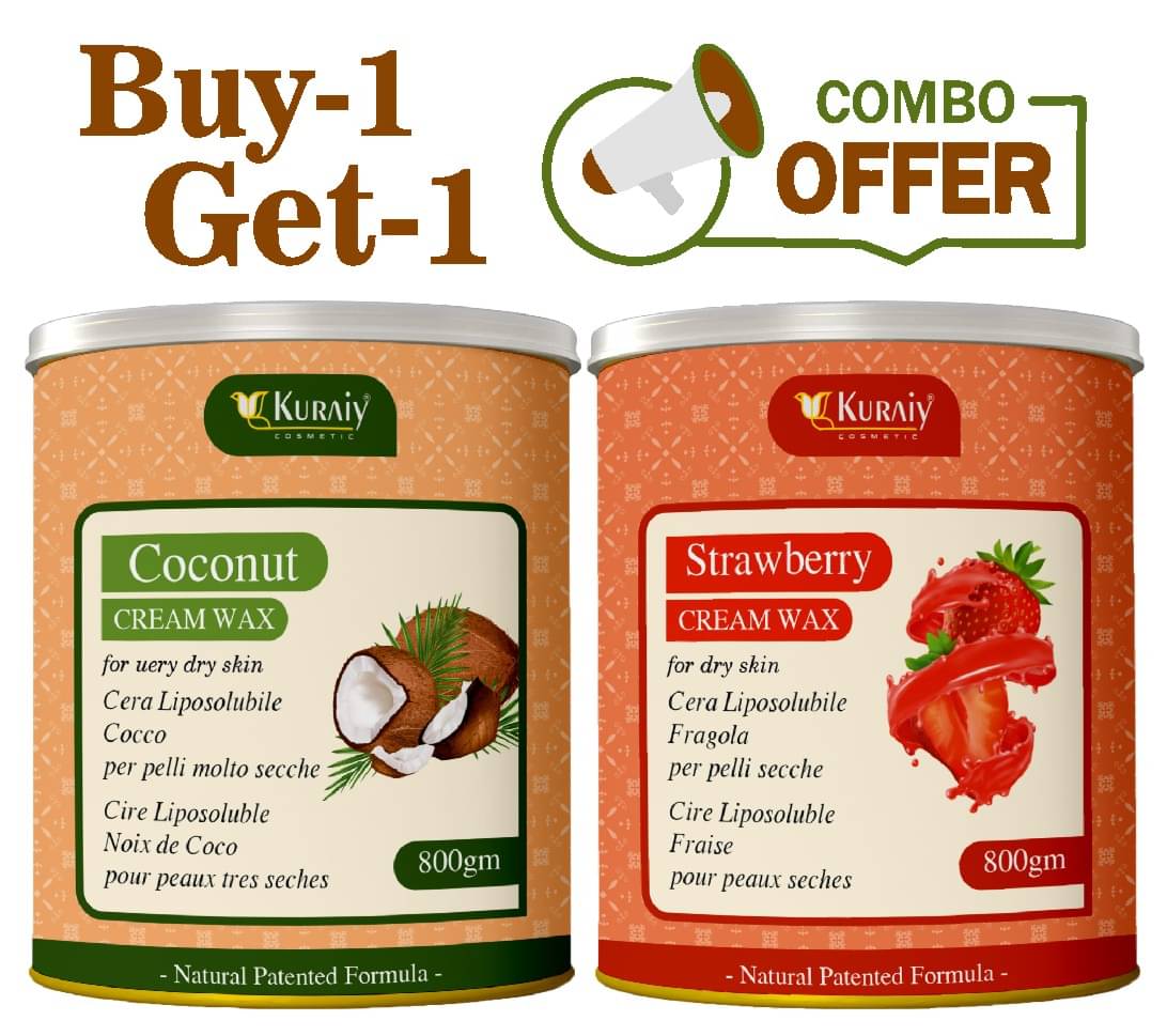    			KURAIY Strawberry And Coconut Wax for Smooth Hair Removal - 800gm extracts (Pack of 2)