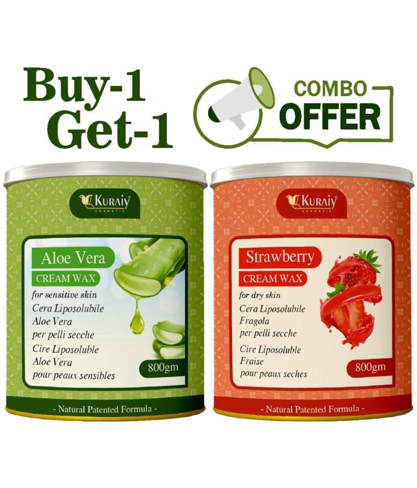     			KURAIY Strawberry And Aloevera Wax for Smooth Hair Removal - 800gm extracts (Pack of 2)