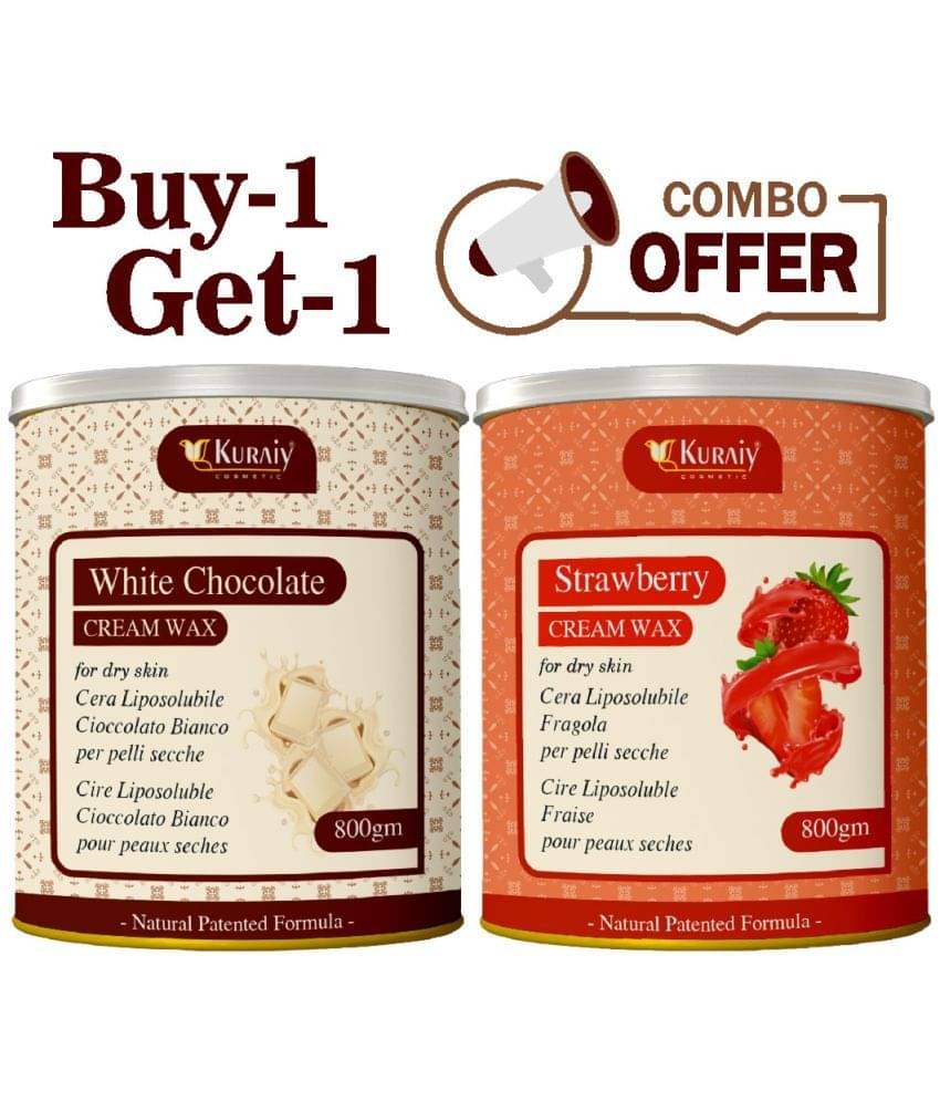     			KURAIY White Chocolate And Strawberry Wax for Smooth Hair Removal - 800gm extracts (Pack of 2)
