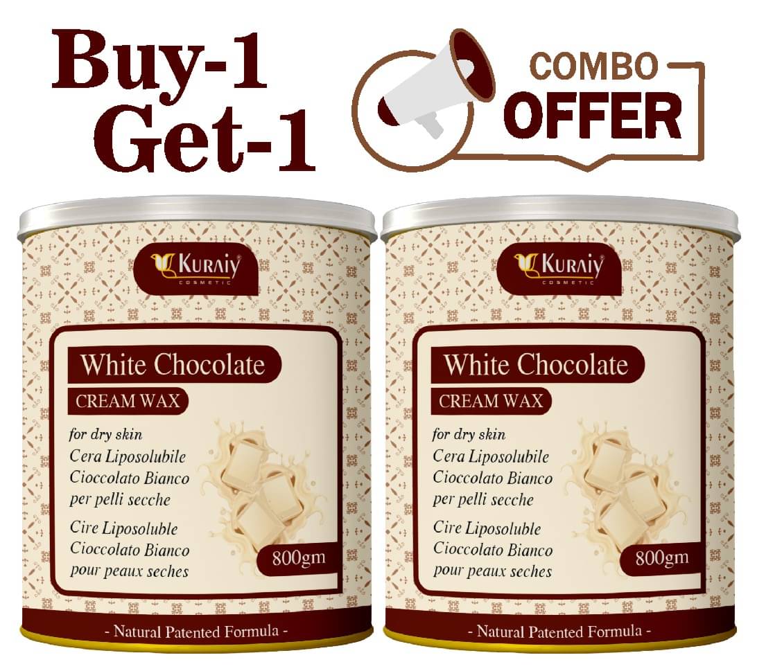     			KURAIY White Chocolate Wax for Smooth Hair Removal - 800gm White chocolate extracts (Pack of 2)