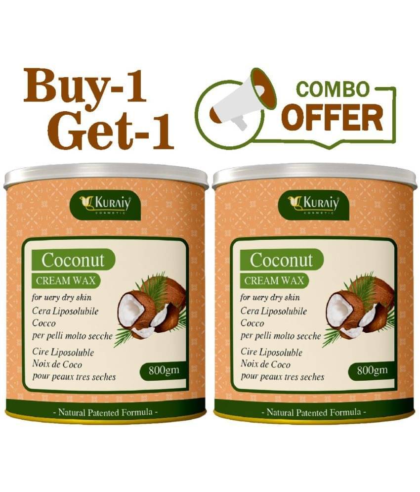 KURAIY Coconut Wax for Smooth Hair Removal - 800gm Coconut extracts (Pack of 2) KURAIY Coconut Wax for Smooth Hair Removal - 800gm Coconut extracts (Pack of 2)