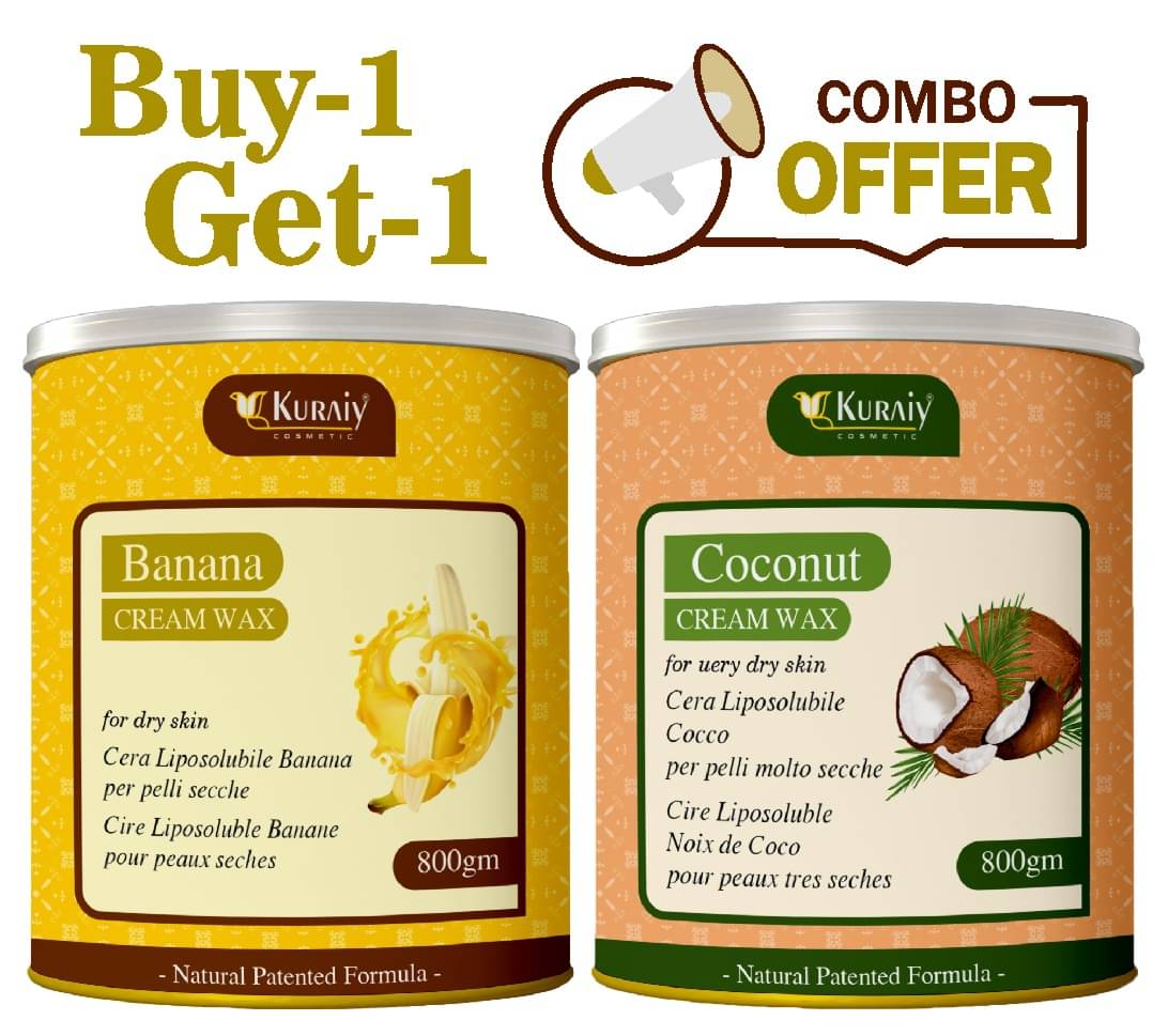     			KURAIY Banana And Coconut Wax for Smooth Hair Removal - 800gm extracts (Pack of 2)