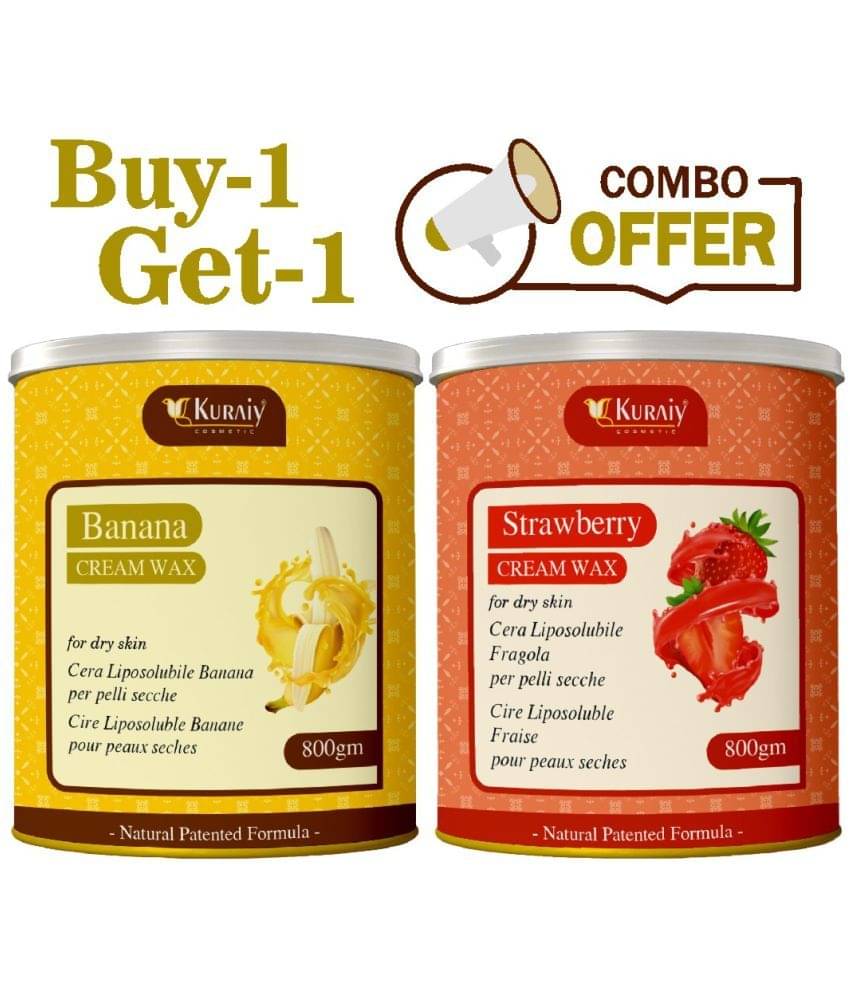 KURAIY Strawberry And Banana Wax for Smooth Hair Removal - 800gm extracts (Pack of 2) KURAIY Strawberry And Banana Wax for Smooth Hair Removal - 800gm extracts (Pack of 2)
