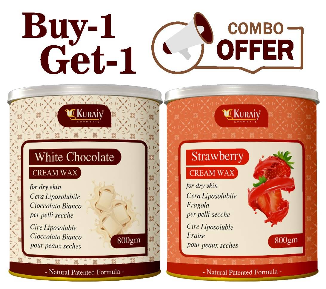 KURAIY White Chocolate And Strawberry Wax for Smooth Hair Removal - 800gm extracts Pack of 2) KURAIY White Chocolate And Strawberry Wax for Smooth Hair Removal - 800gm extracts Pack of 2)