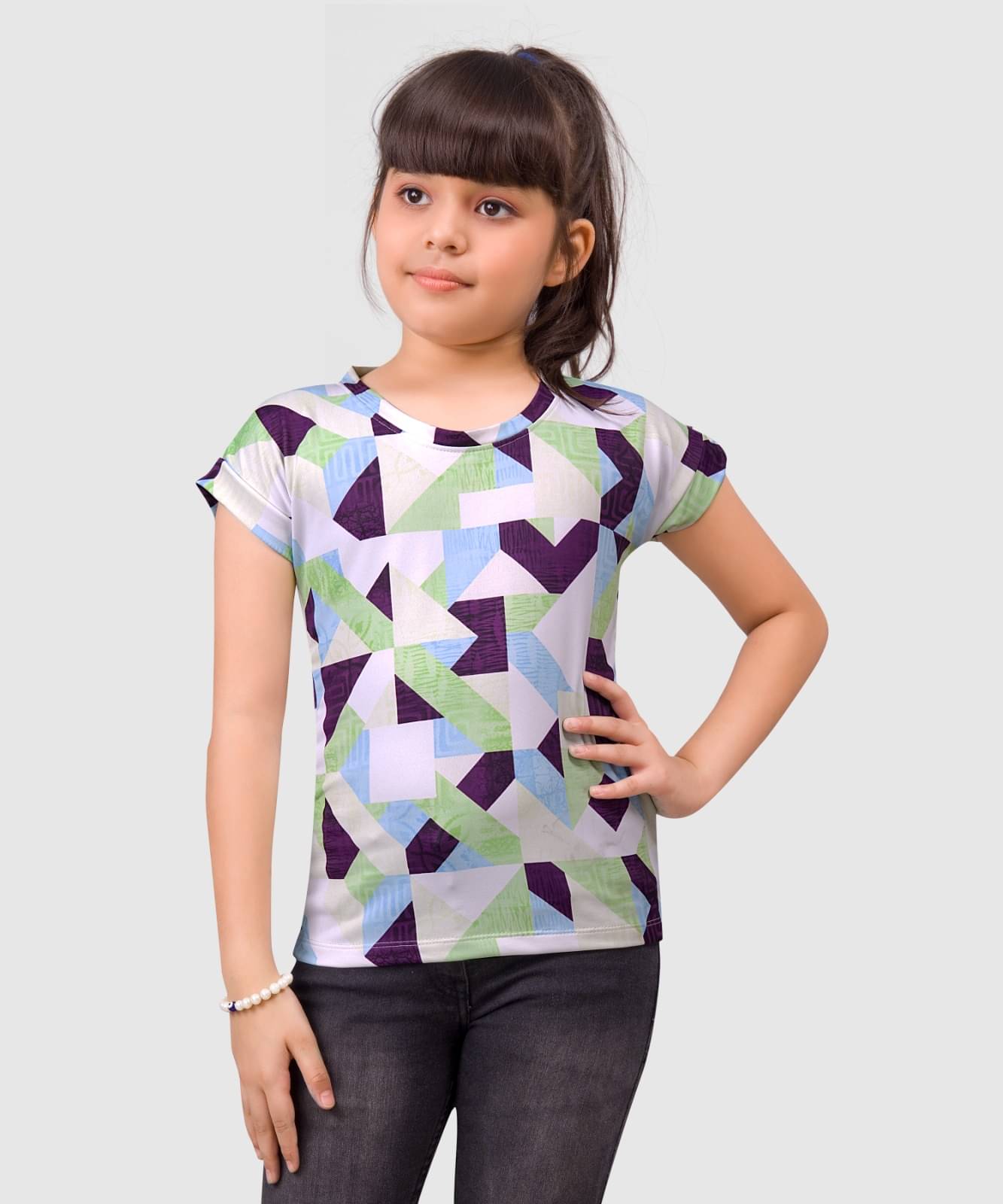     			Little Funky Pack of 1 Girls Cotton Blend Top ( Purple )