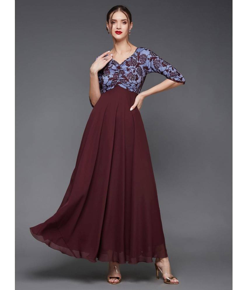     			Miss Chase Women Georgette Printed Gown ( Wine )