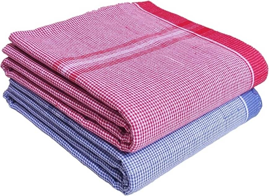     			Mk weaves Cotton Checks Below 300 -GSM Bath Towel ( Pack of 2 ) - Multicolor