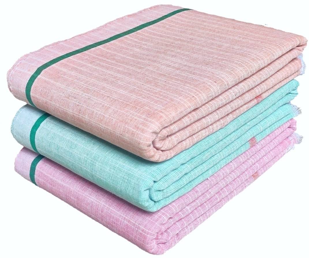     			Mk weaves Cotton Self Design Below 300 -GSM Bath Towel ( Pack of 3 ) - Multicolor