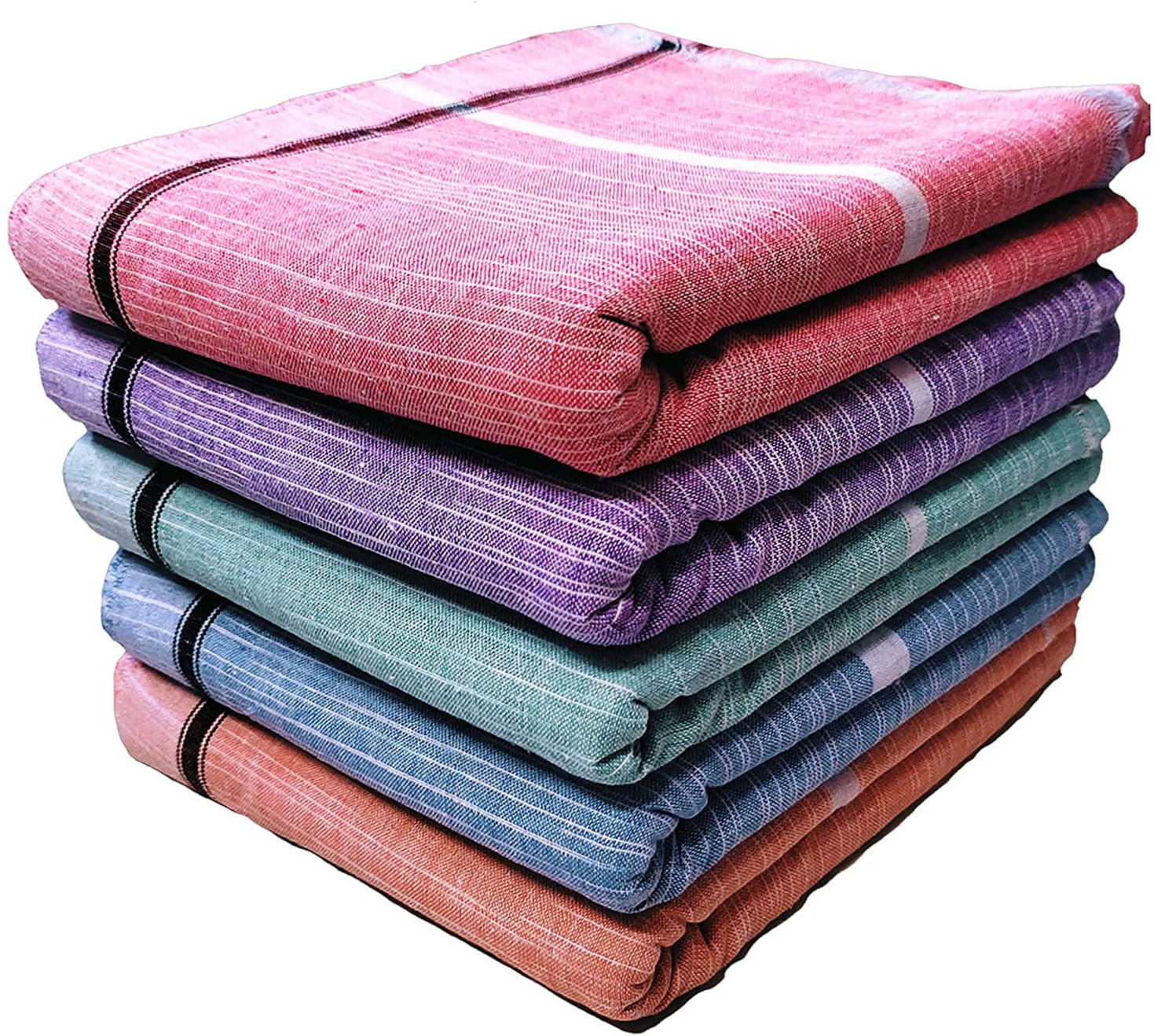 Mk weaves Cotton Self Design Below 300 -GSM Bath Towel ( Pack of 5 ) - Multicolor Mk weaves Cotton Self Design Below 300 -GSM Bath Towel ( Pack of 5 ) - Multicolor