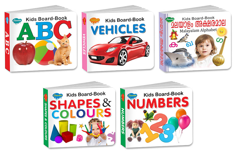     			My First Library Kids Board books with Malayalam Alphabet | Set of 5 Board books for kids
