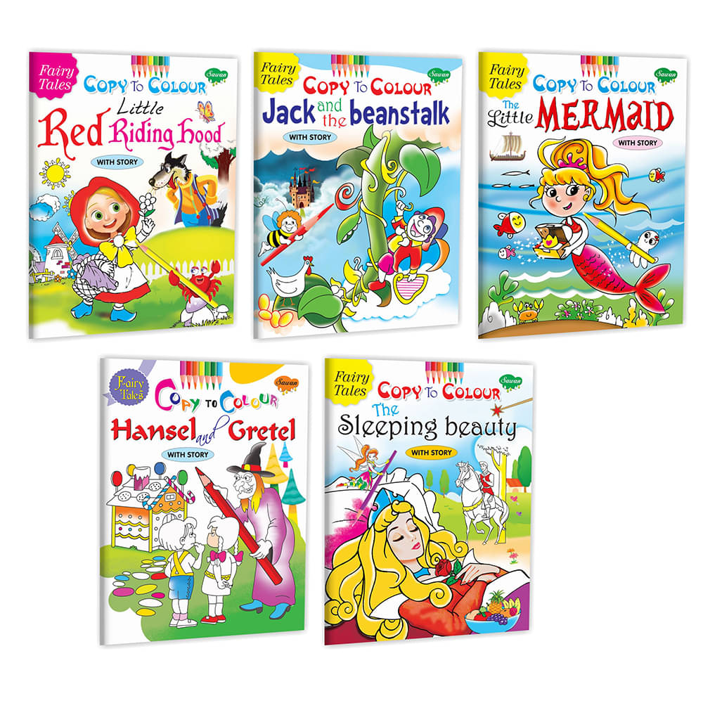 New Year gift for 3 yr Kids | Pack of 5 Fairy Tales Copy To Colour Books New Year gift for 3 yr Kids | Pack of 5 Fairy Tales Copy To Colour Books