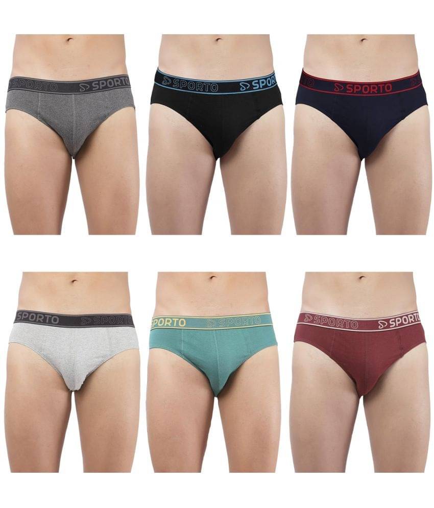 SPORTO Multicolor Cotton Men's Briefs ( Pack of 6 ) SPORTO Multicolor Cotton Men's Briefs ( Pack of 6 )