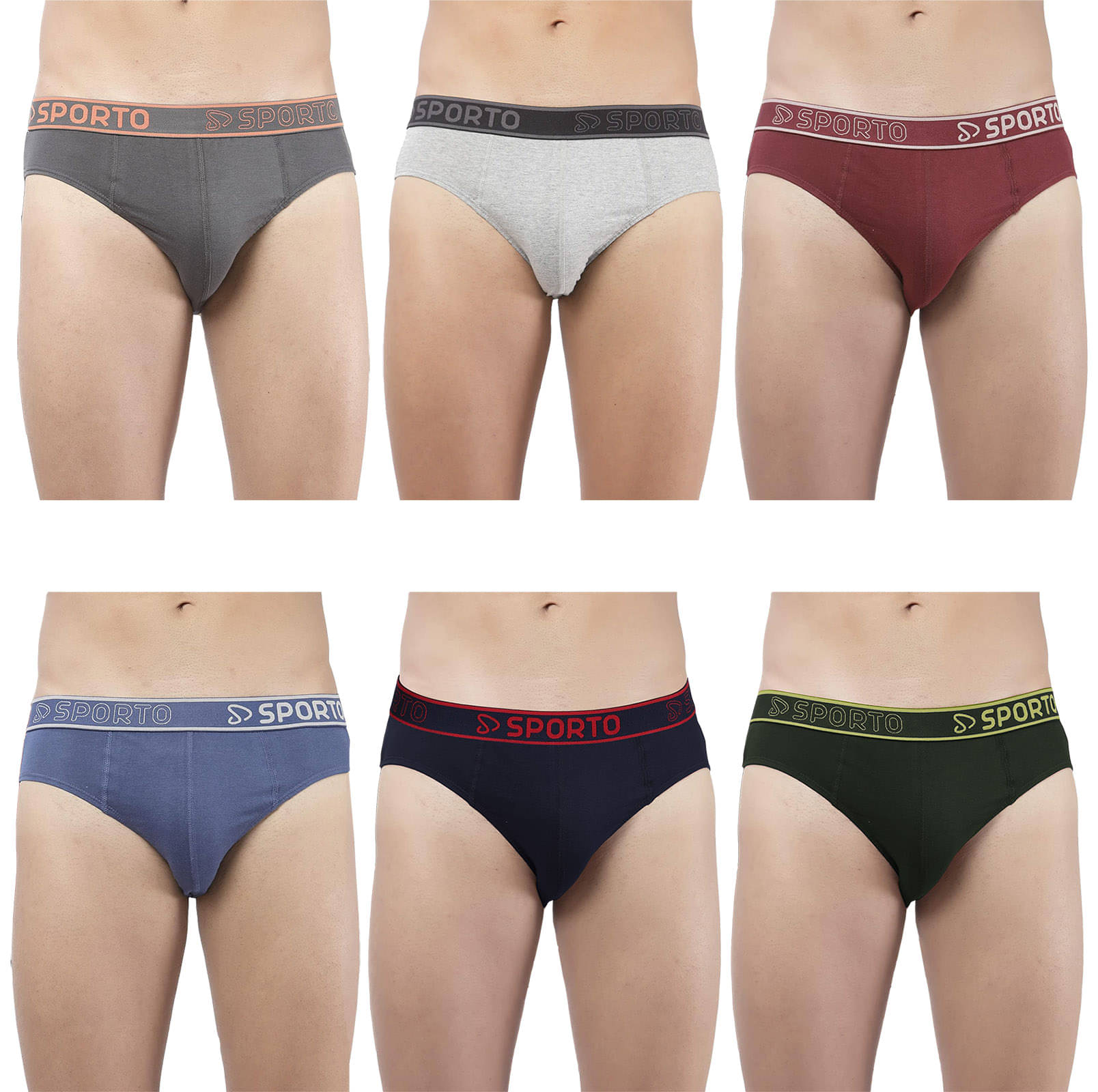 SPORTO Multicolor Cotton Men's Briefs ( Pack of 6 ) SPORTO Multicolor Cotton Men's Briefs ( Pack of 6 )
