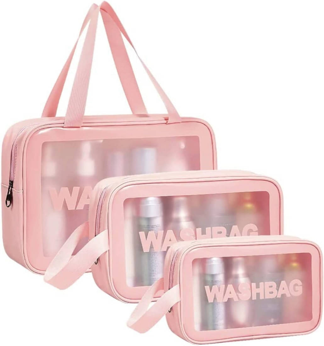     			SUNESH CREATION Pink Travel Kit Bag ( 3 Pcs )