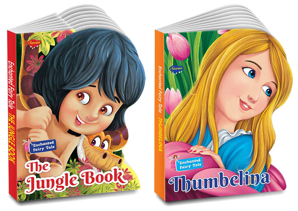     			Sawan Enchanted Fairy Tale Story Books | Pack of 2 Books | Cut Out Die Cut Shape Books (v9)
