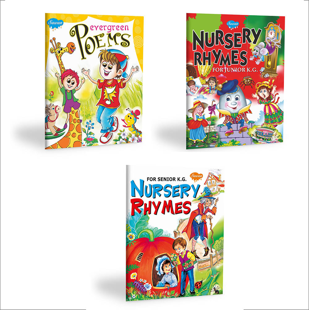 Set of 3 Books, General Learning Books | Evergreen Poems, Nursery Rhymes for Junior KG and For Senior KG Nursery Rhymes Set of 3 Books, General Learning Books | Evergreen Poems, Nursery Rhymes for Junior KG and For Senior KG Nursery Rhymes