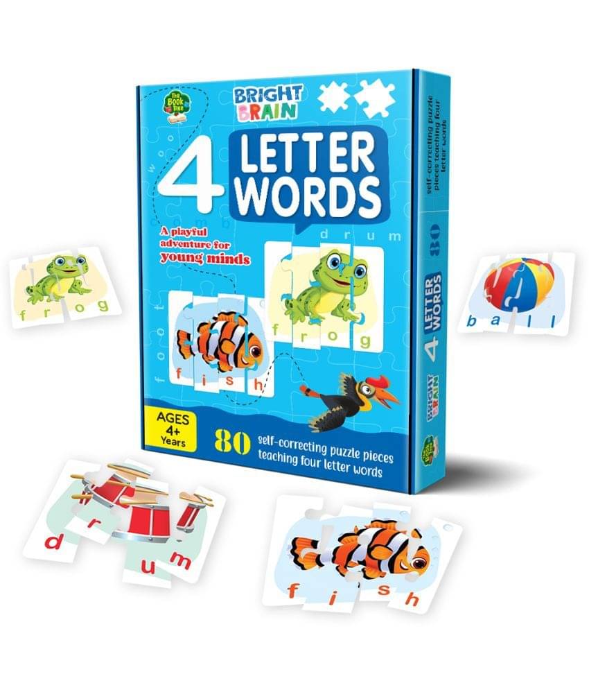 The Book Tree Bright Brain 4 Letter Words Puzzle - Learn to Spell 20 Four Letter Words 80 Pieces- Beautiful Colorful Pictures (Age 4+), Gift Box The Book Tree Bright Brain 4 Letter Words Puzzle - Learn to Spell 20 Four Letter Words 80 Pieces- Beautiful Colorful Pictures (Age 4+), Gift Box