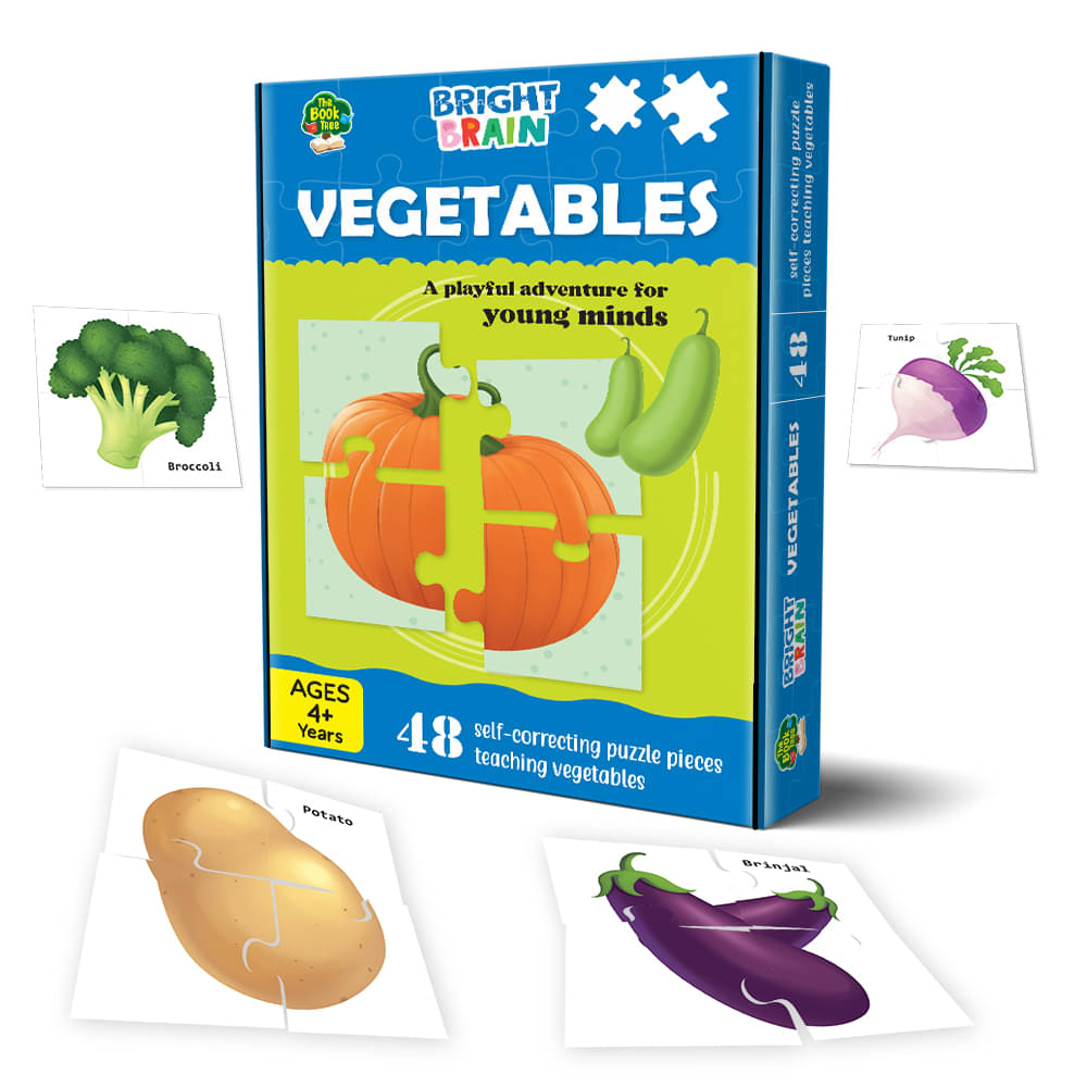 The Book Tree Bright Brain Vegetables 48 Piece Jigsaw Puzzle for Preschoolers, Educational Toy for Learning Animals Family Food, Gifts for Kids Ages 3 to 6 The Book Tree Bright Brain Vegetables 48 Piece Jigsaw Puzzle for Preschoolers, Educational Toy for Learning Animals Family Food, Gifts for Kids Ages 3 to 6