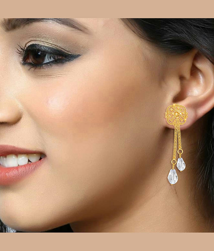 VIVASTRI Golden Drop Earrings ( Pack of 2 ) - Earrings | Buy online on ZillyBuy